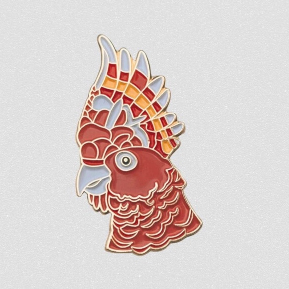 🌺 Enamel Cockatoo Pin Australian Tropical Bird Magnet-Back Bird Brooch 🌺